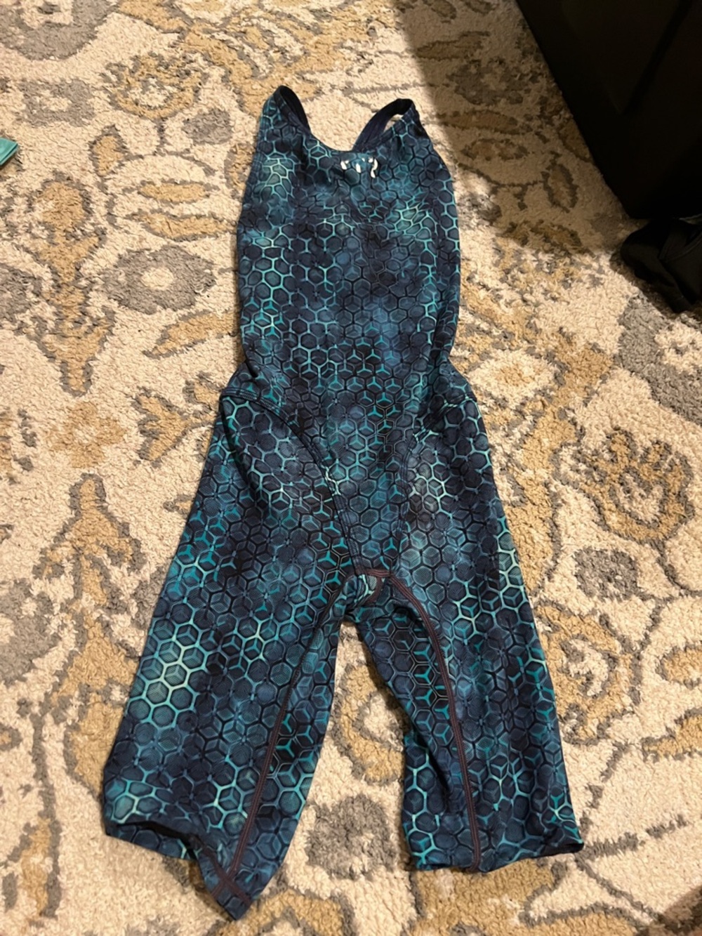 TYR Teal and Navy Hexagon-Print Racing Jammers for Kids